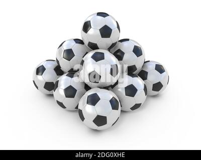 Palloni da calcio isolato su bianco Foto Stock