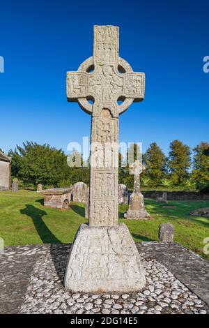 Repubblica d'Irlanda, Contea di Kildare, Castledermot, Dermots Hermitage o Diseart Diarmada, la Croce del Sud. Foto Stock