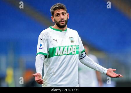 Domenico Berardi di Sassuolo reagisce durante il campionato italiano Serie Una partita di calcio tra AS Roma e US Sassuolo / LM Foto Stock