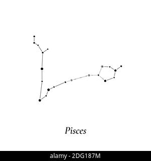 Segno dei Pesci. Mappa delle stelle della costellazione zodiacale. Illustrazione vettoriale Illustrazione Vettoriale