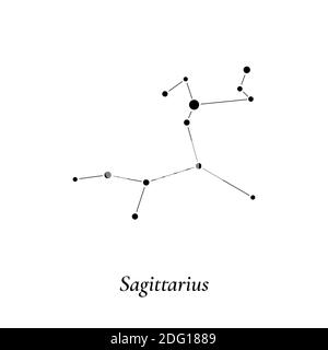 Segno del Sagittario. Mappa delle stelle della costellazione zodiacale. Illustrazione vettoriale Illustrazione Vettoriale