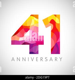 numeri del 41 ° anniversario. logotipo di 41 anni. Congrati luminosi. Modello di disegno web grafico astratto isolato. Creative 1, 4 cifre 3D. Fino al 41% Illustrazione Vettoriale