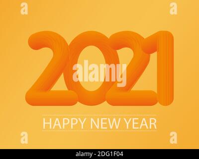 Astratto arancione nuovo numero di 2021 anni su sfondo arancione. Modello vettore. Illustrazione Vettoriale