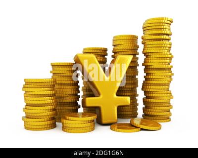 Yen monete d oro Foto Stock