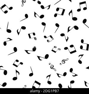 Musica motivo senza giunture sfondo con note. Illustrazione. Foto Stock