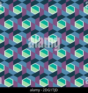 Moderno motivo geometrico vettoriale senza giunture di tendenza di esagoni multicolore adatti per la stampa e il tessuto. Sfondo trendy multicolore a nido d'ape Illustrazione Vettoriale