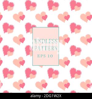 Pennello disegnato a mano con cuore motivo senza giunture colore morbido Illustrazione Vettoriale