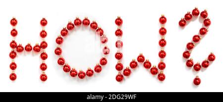 Red Christmas Ball Ornament Building Word How Foto Stock