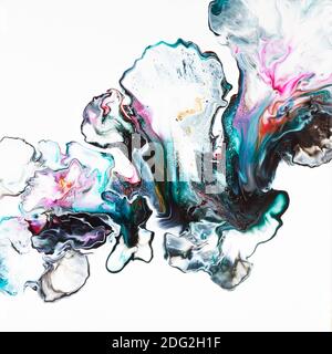 Composizione astratta dell'arte fluida su sfondo bianco Foto Stock