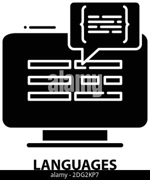 icona lingue, segno vettoriale nero con tratti modificabili, illustrazione del concetto Illustrazione Vettoriale