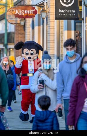 Topolino con costume da Babbo Natale, Fort Langley, British Columbia, Canada Foto Stock