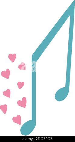 Note rosa in stile moderno. Vettore stile linea. Banner di celebrazione. Oggetto isolato. Bel colore. Vector art.notes. Canzone d'amore. Suoneria romantica. Illustrazione Vettoriale