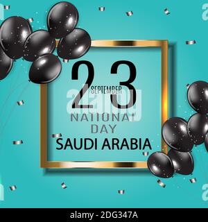 Giornata nazionale dell'Arabia Saudita 23 settembre. Giorno dell'Indipendenza del Regno dell'Arabia Saudita. Illustrazione. Foto Stock