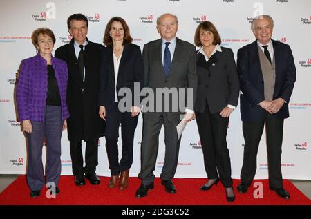 Ex ministre de la Culture Catherine tasca, Jack Lang, Aurele Filippetti, Jacques Toubon, Christine Albanel et Frederic Mitterrand lors de la soiree des 40 ans du Centre Pompidou, Parigi, Francia le 10 Janvier 2017. Foto di Jerome Domine/ABACAPRESS.COM Foto Stock