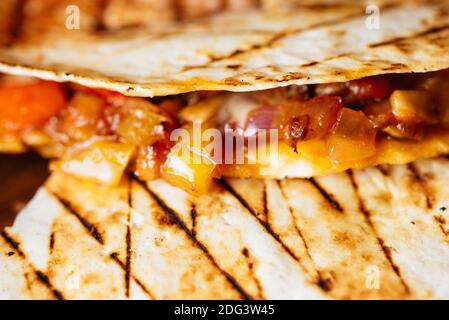 Primo piano di tacos di cibo messicano Foto Stock