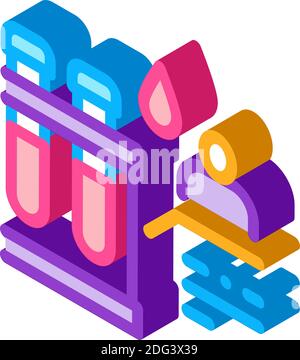 icona isometrica dell'analisi del sangue colore dell'illustrazione vettoriale Illustrazione Vettoriale