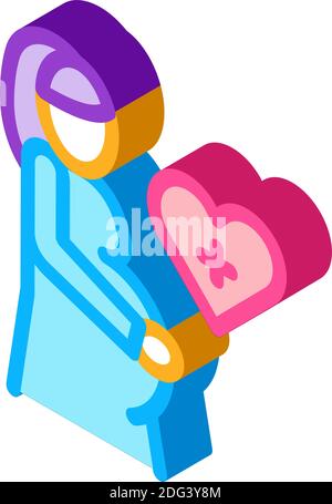 donna incinta icona isometrica vettore illustrazione colore Illustrazione Vettoriale