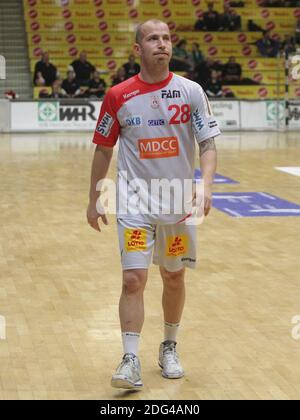 Il giocatore austriaco di pallamano Robert Weber SC Magdeburg DHB HBL DKB Pallamano Bundesliga stagione 2014-15 Foto Stock