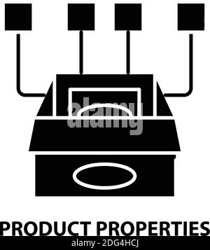 icona delle proprietà del prodotto, segno vettoriale nero con tratti modificabili, illustrazione del concetto Illustrazione Vettoriale