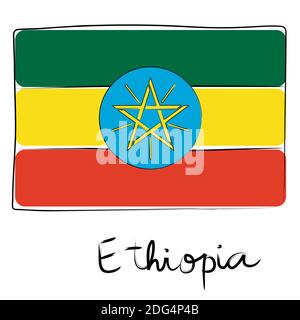 Etiopia bandiera doodle Foto Stock