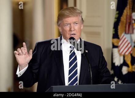 Il presidente DEGLI STATI UNITI Donald Trump annuncia il candidato alla Corte Suprema nella stanza orientale della Casa Bianca, a Washington, DC, USA, il 31 gennaio 2017. Foto di Olivier Douliery/ABACAPRESS.COM Foto Stock