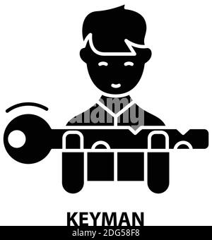 icona keyman, segno vettoriale nero con tratti modificabili, illustrazione del concetto Illustrazione Vettoriale