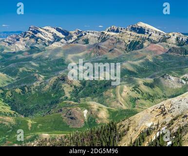 steamboat montagna vista dalla corona montagna lungo il fronte roccioso montagna vicino augusta, montana Foto Stock