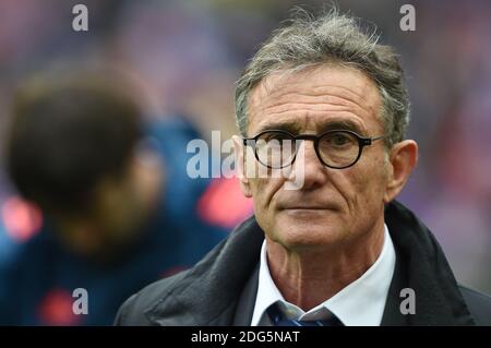 Guy Noves, il capo allenatore francese guarda durante la partita RBS Six Nations tra Francia e Scozia allo Stade de France il 12 febbraio 2017 a Parigi, Francia. Foto di Eliot Blondt/ABACAPRESS.COM Foto Stock