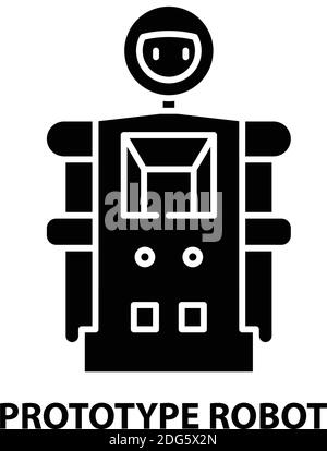 icona del prototipo del robot, segno vettoriale nero con tratti modificabili, illustrazione del concetto Illustrazione Vettoriale