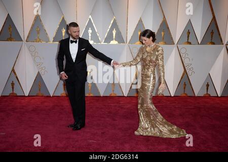 Justin Timberlake e Jessica Biel arrivano per la cerimonia degli 89a Oscar (Academy Awards) al Dolby Theatre di Los Angeles, CA, USA, 26 febbraio 2017. Foto di Lionel Hahn/ABACAPRESS.COM Foto Stock