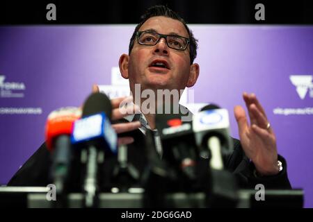 Melbourne, Australia, 15 luglio 2020. Il Premier Daniel Andrews è sotto pressione mentre parla ai media durante il COVID 19 del 15 luglio 2020 a Melbourne, Australia. Altri 238 casi COVID-19 sono stati scoperti da un giorno all’altro, portando i casi attivi di Victoria a oltre 2000, la speculazione è in aumento sul fatto che quasi tutti gli attuali casi di Victoria derivano dal regime di quarantena degli alberghi botched del governo Andrews e dalla protesta contro Black Lives Matter. Premier Daniel Andrews avverte che Victoria può andare a blocco fase 4 se questi alti numeri Continue.Credit: Dave Hewison/Alamy Live News Foto Stock