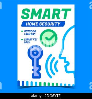 Smart Home Security Creative Promo Banner Vector Illustrazione Vettoriale