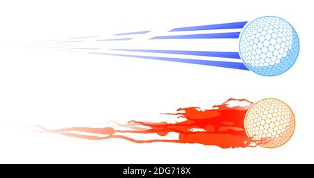 la palla veloce da golf vola con grande velocità. Attrezzature sportive. Simbolo per applicazioni mobili o Web. Vettore Illustrazione Vettoriale