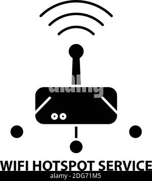 icona del servizio hotspot wifi, segno vettoriale nero con tratti modificabili, illustrazione del concetto Illustrazione Vettoriale