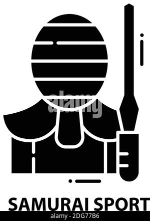 icona samurai sport, segno vettoriale nero con tratti modificabili, illustrazione concettuale Illustrazione Vettoriale