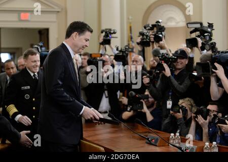 James Comey, direttore del Federal Bureau of Investigation (FBI), testimonia prima di un'audizione del House Intelligence Committee a Washington, D.C., Stati Uniti, lunedì 20 marzo 2017. Foto di Olivier Douliery/Abaca Foto Stock