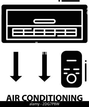 icona dell'aria condizionata, segno vettoriale nero con tratti modificabili, illustrazione del concetto Illustrazione Vettoriale