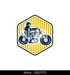 Logo del trinciatore motociclistico. Logotipo di garage vintage vettoriale. Moto. Illustrazione Vettoriale