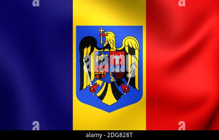 3D Bandiera della Romania. Close up. Foto Stock
