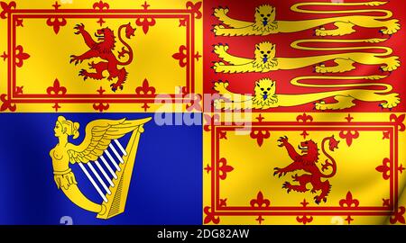 3D Royal Standard del Regno Unito in Scozia. Close up. Foto Stock