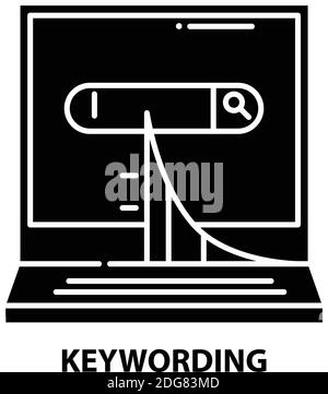 icona del simbolo di keywording, segno vettoriale nero con tratti modificabili, illustrazione del concetto Illustrazione Vettoriale