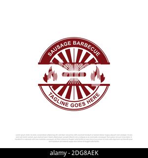 Logo Sausage barbecue vettore, migliore per il modello di logo fast food Illustrazione Vettoriale