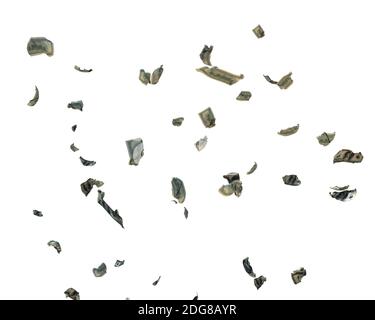 100 Dollaro statunitense banconote sminuzzate che volano, fondo trasparente Foto Stock