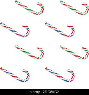 Natale modello colorato caramella canna acquerello pittura isolato su bianco sfondo Foto Stock
