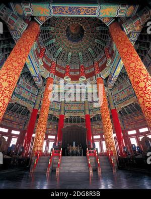 Il tempio del cielo Qiniandian interno Foto Stock