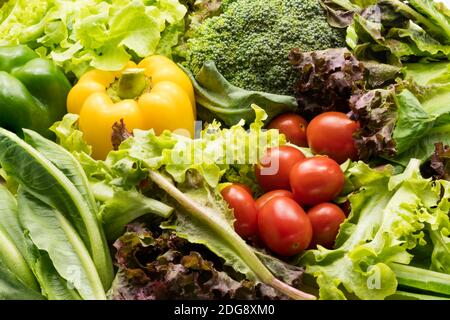 Verdure biologiche fresche e colorate Foto Stock