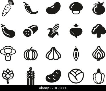 Icone vegetali Bianco e nero Set Grande Illustrazione Vettoriale