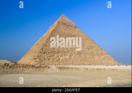 Piramide di Khafre, complesso di piramide di Giza, Giza, Cairo, Egitto Foto Stock