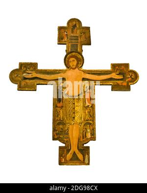 Stile medievale Gesù Cristo sulla Croce scultura isolata Foto Foto Stock