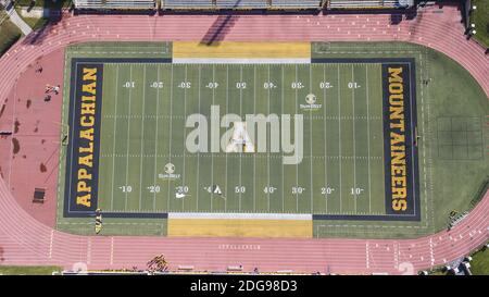 Vista aerea del Kidd Brewer Stadium sui terreni di Appalachian state University Foto Stock